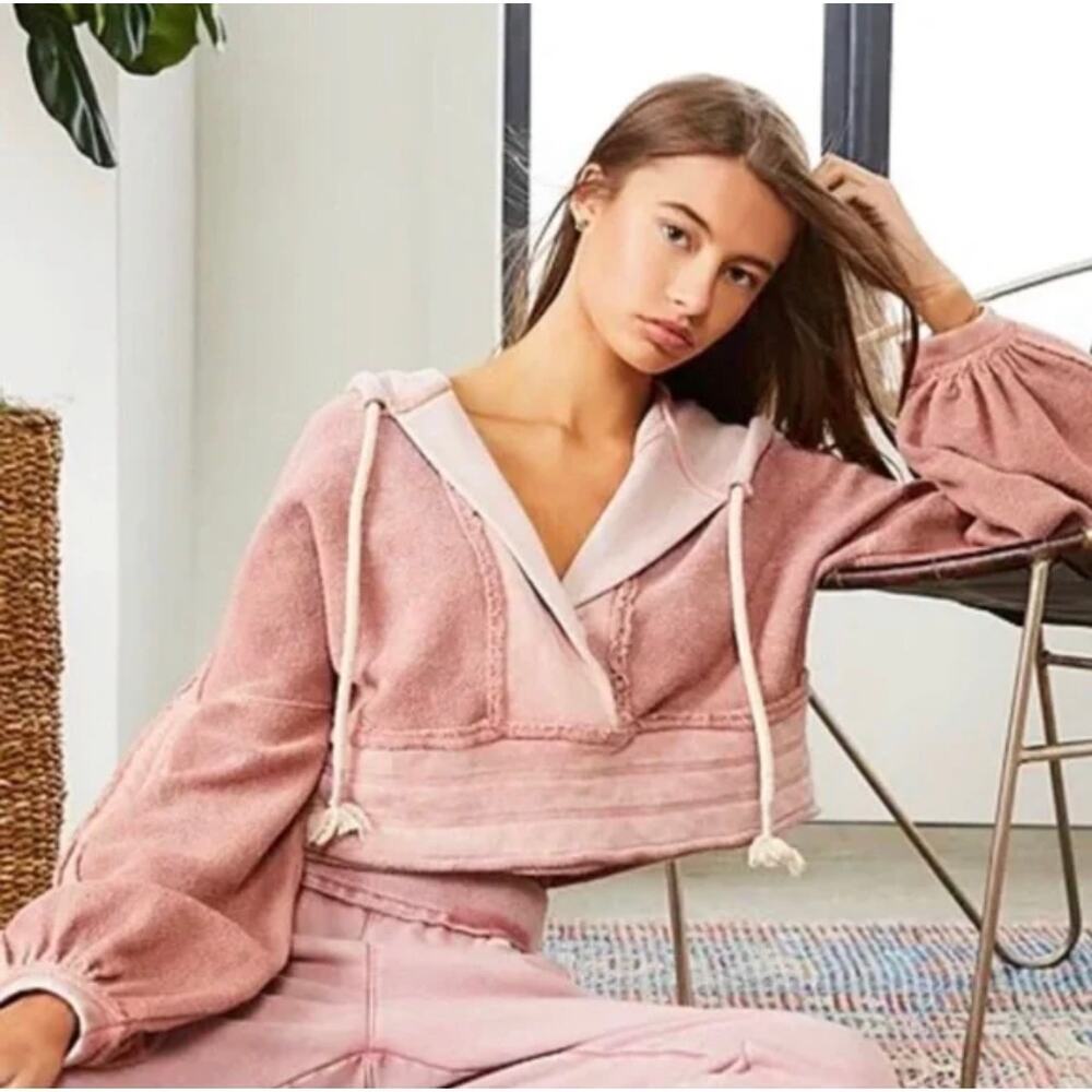 Chelsea & Violet Boxy Hoodie Sweatshirt Dusty Pink Women's Size M